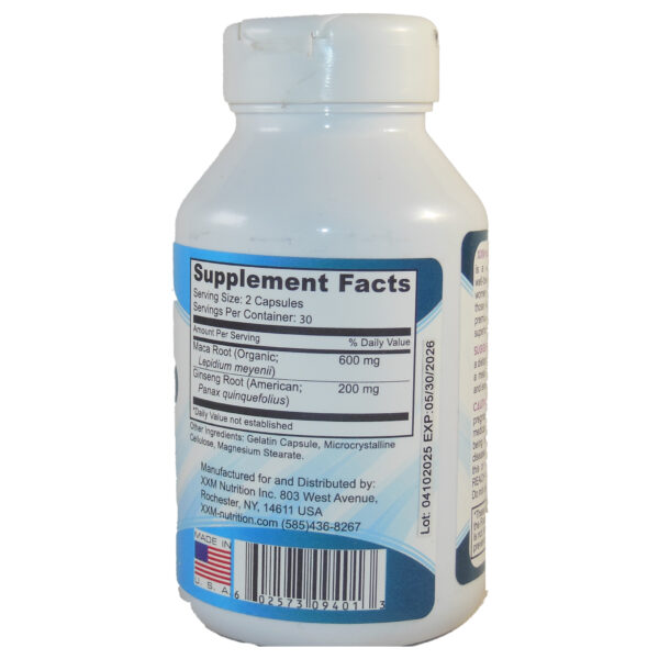 Purvian Maca (500mg) with American Ginseng (200 mg) 60 capsules per bottle - Image 3